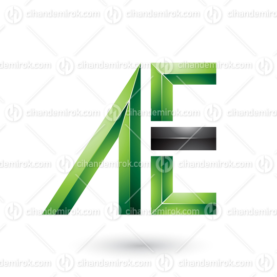 Green and Black Glossy Dual Letters of A and E
