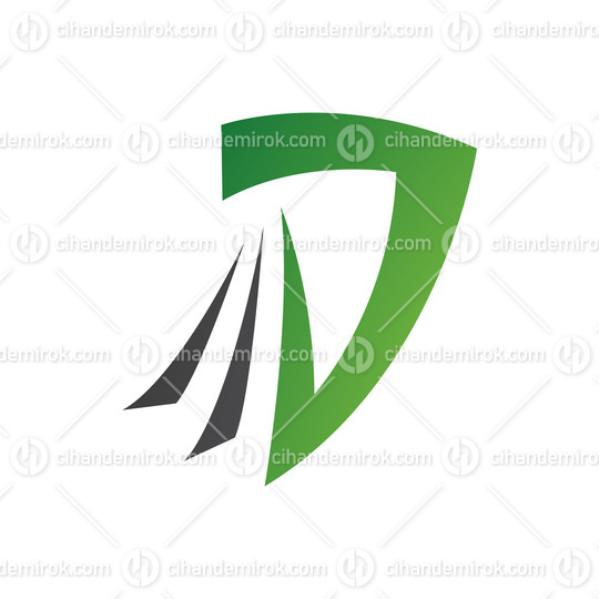 Green and Black Letter D Icon with Tails