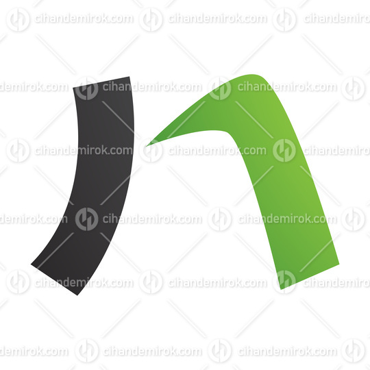 Green and Black Letter N Icon with a Curved Rectangle