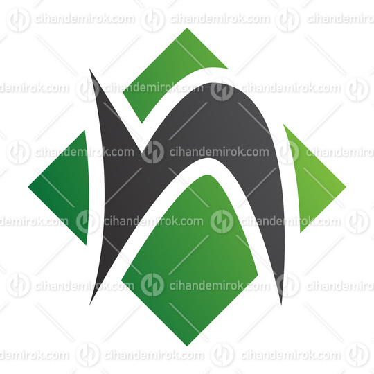 Green and Black Letter N Icon with a Square Diamond Shape