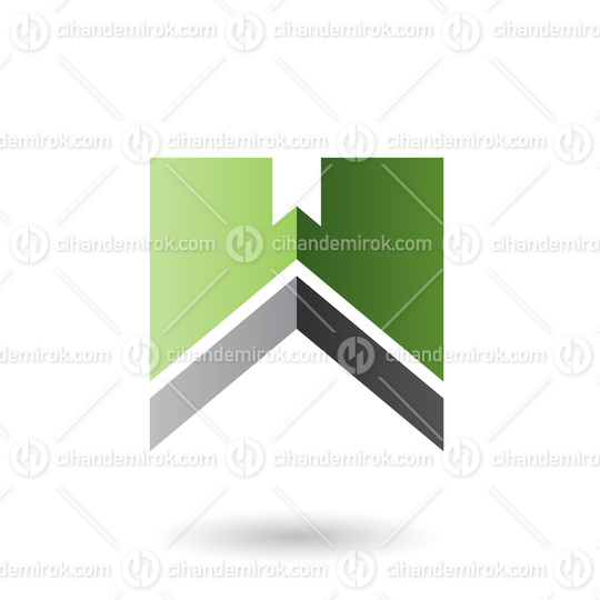 Green and Black Letter W with a Thick Stripe Vector Illustration