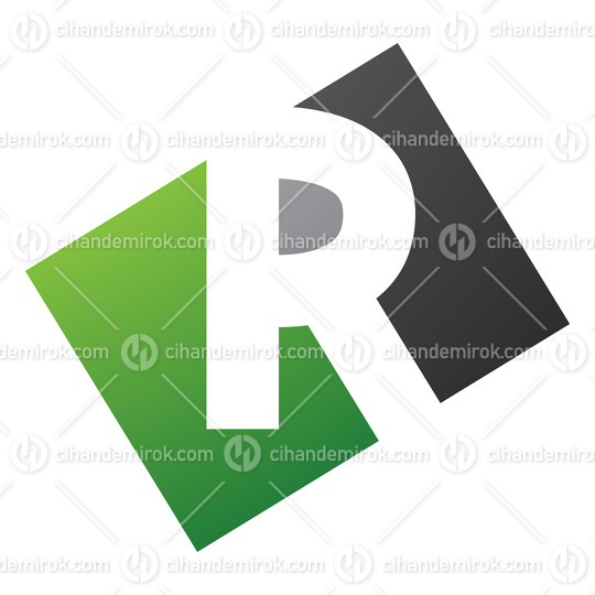 Green and Black Rectangle Shaped Letter R Icon