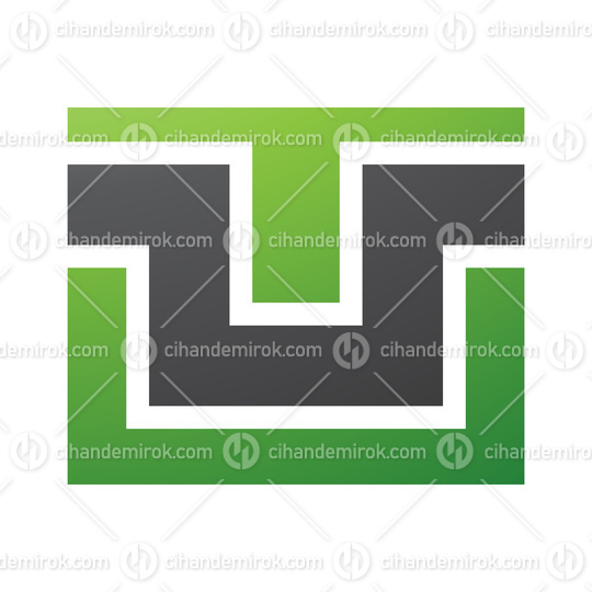 Green and Black Rectangle Shaped Letter U Icon