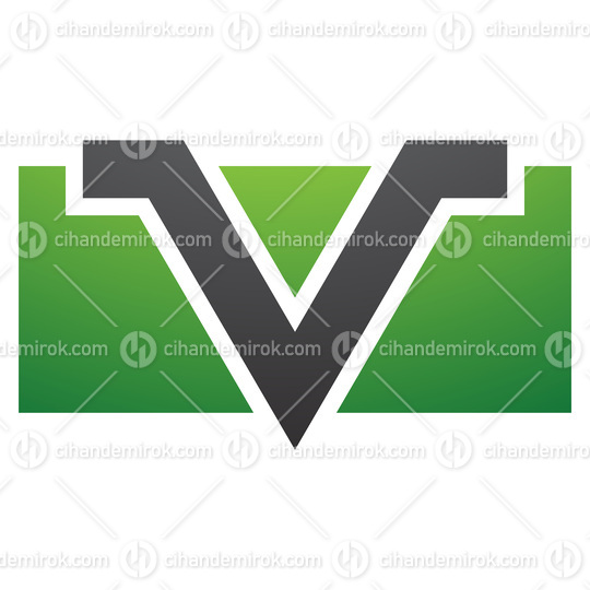 Green and Black Rectangle Shaped Letter V Icon