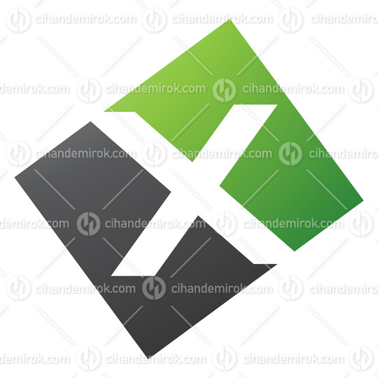 Green and Black Rectangle Shaped Letter X Icon