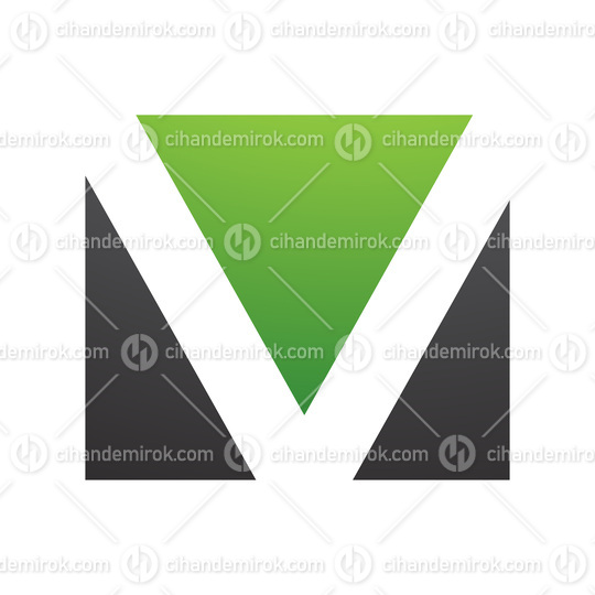Green and Black Rectangular Shaped Letter V Icon