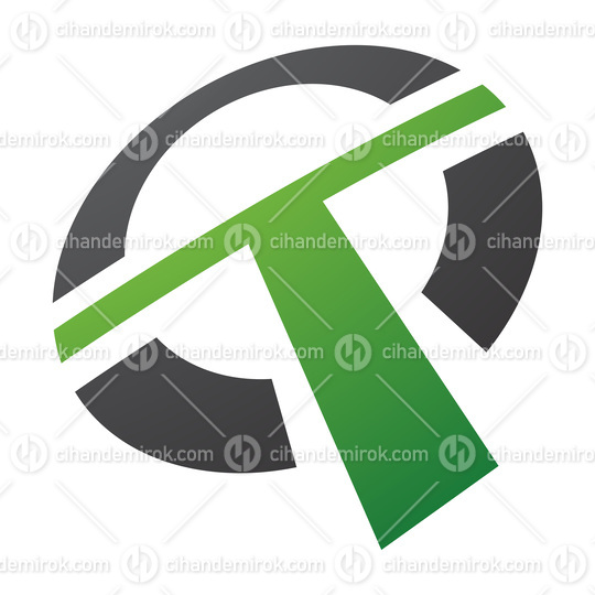 Green and Black Round Shaped Letter T Icon