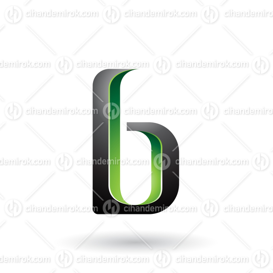 Green and Black Shaded Letter B Vector Illustration
