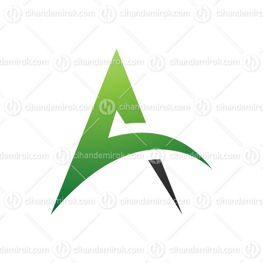 Green and Black Spiky Arch Shaped Letter A Icon