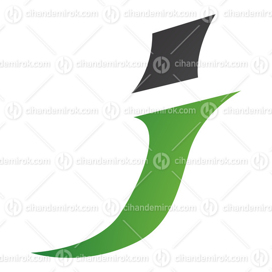 Green and Black Spiky Italic Letter J Icon