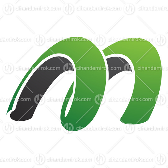 Green and Black Spring Shaped Letter M Icon