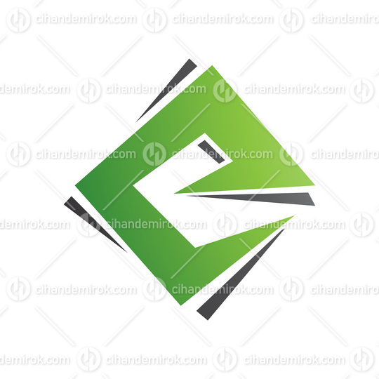 Green and Black Square Diamond Letter E Icon