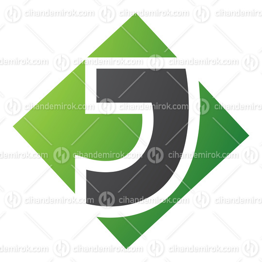 Green and Black Square Diamond Shaped Letter J Icon