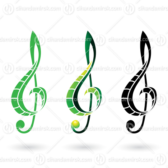 Green and Black Striped Clef Signs