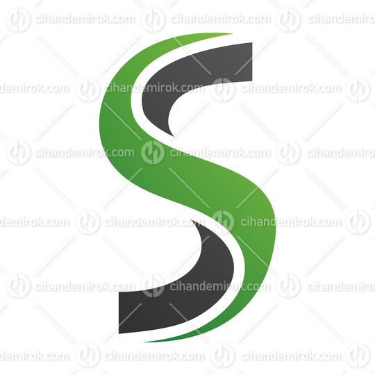 Green and Black Twisted Shaped Letter S Icon
