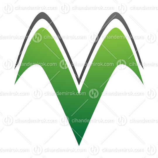 Green and Black Wing Shaped Letter V Icon