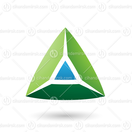 Green and Blue 3d Pyramidical Shape Vector Illustration