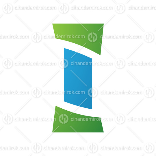 Green and Blue Antique Pillar Shaped Letter I Icon