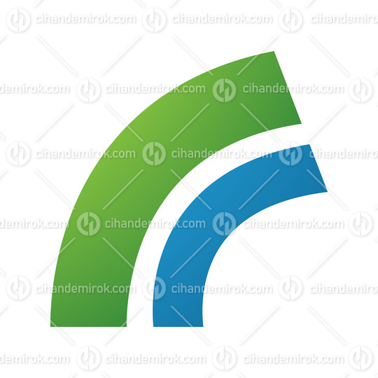 Green and Blue Arc Shaped Letter R Icon