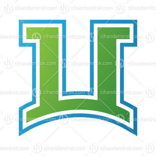 Green and Blue Arch Shaped Letter U Icon