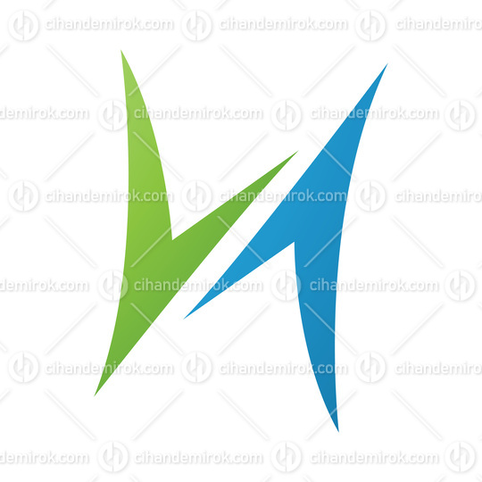 Green and Blue Arrow Shaped Letter H Icon