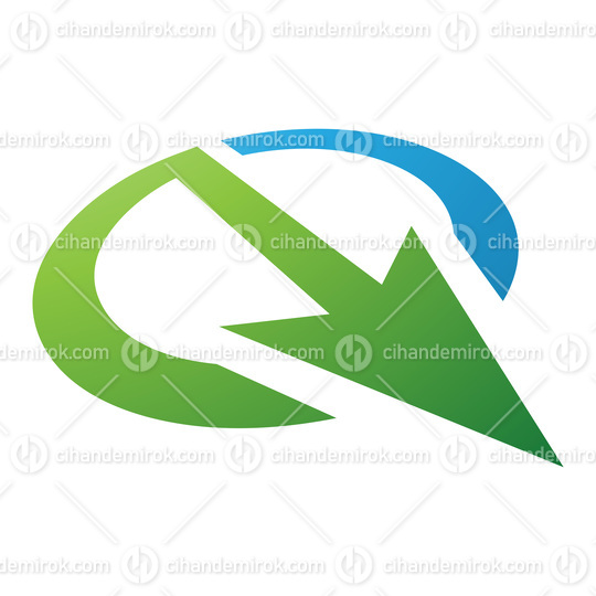 Green and Blue Arrow Shaped Letter Q Icon