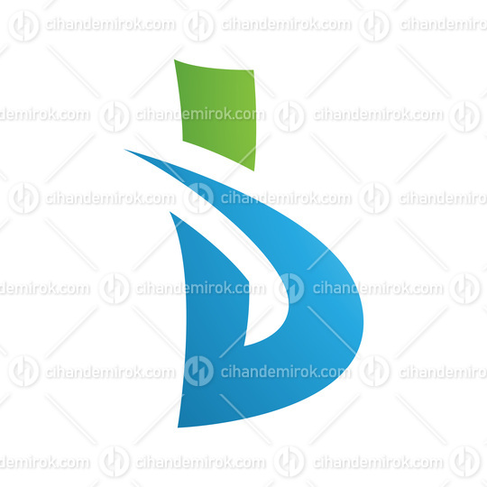 Green and Blue Bold Spiky Letter B Icon