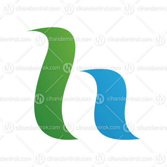 Green and Blue Calligraphic Letter H Icon