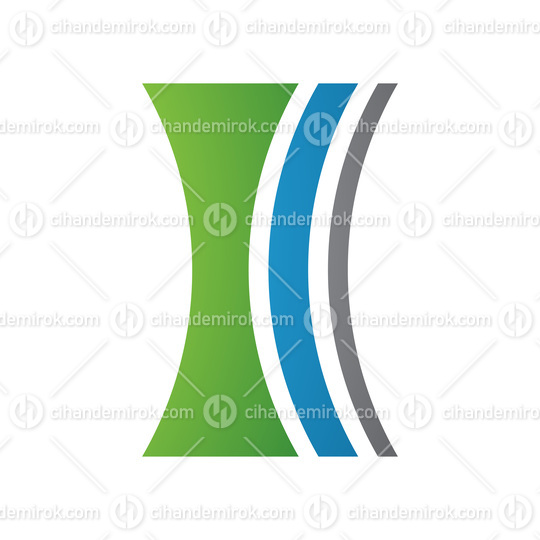 Green and Blue Concave Lens Shaped Letter I Icon