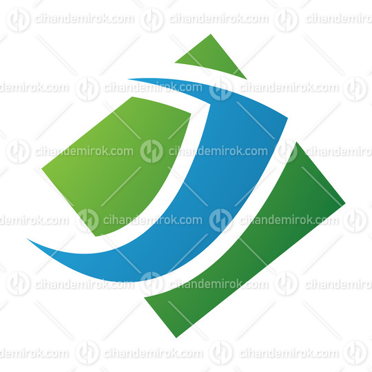 Green and Blue Diamond Square Letter J Icon