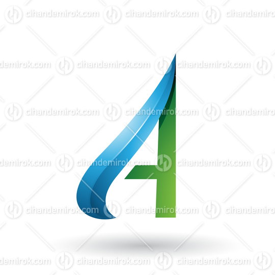 Green and Blue Embossed Arrow-like Letter A Vector Illustration