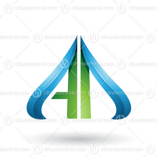 Green and Blue Embossed Arrow-like Letters A and D
