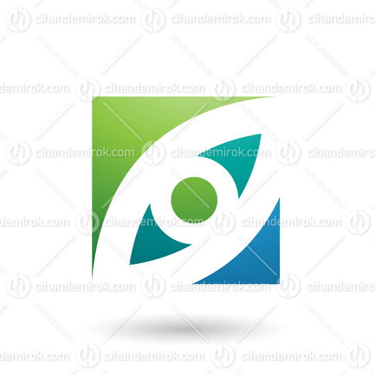 Green and Blue Eye Shaped Square Vector Illustration