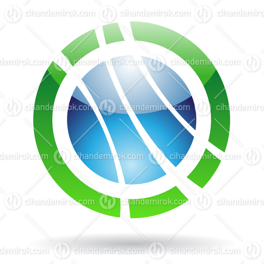 Green and Blue Glossy Orbit Like Abstract Logo Icon