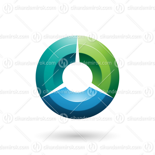 Green and Blue Glossy Shaded Circle Vector Illustration
