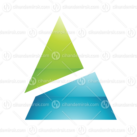 Green and Blue Glossy Split Triangle Letter A Logo Icon - Bundle No: 034