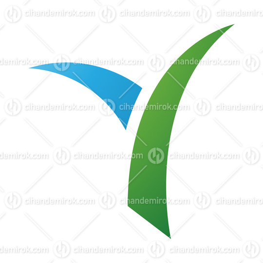 Green and Blue Grass Shaped Letter Y Icon