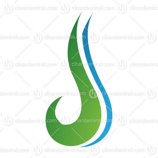Green and Blue Hook Shaped Letter J Icon