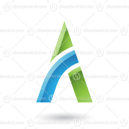 Green and Blue Letter A with a Bowed Stick Vector Illustration