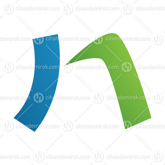 Green and Blue Letter N Icon with a Curved Rectangle