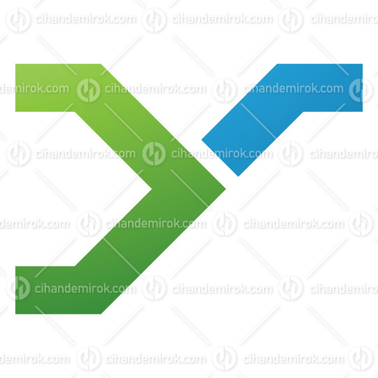 Green and Blue Rail Switch Shaped Letter Y Icon