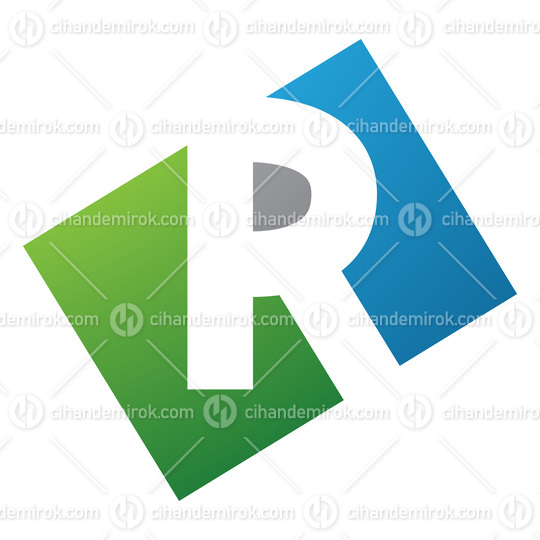 Green and Blue Rectangle Shaped Letter R Icon