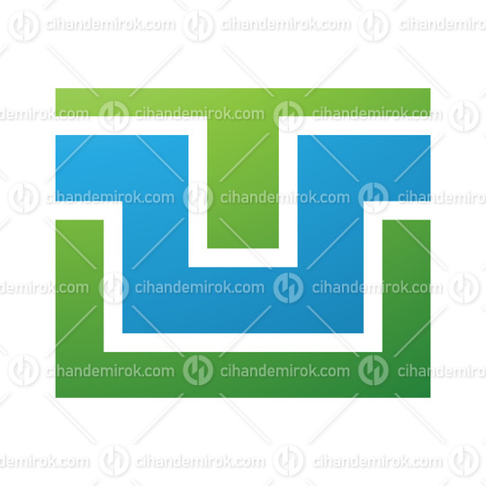 Green and Blue Rectangle Shaped Letter U Icon
