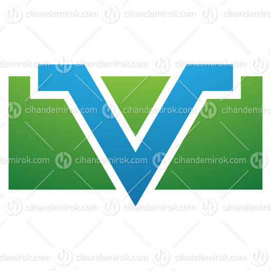 Green and Blue Rectangle Shaped Letter V Icon