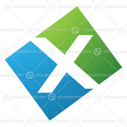 Green and Blue Rectangle Shaped Letter X Icon