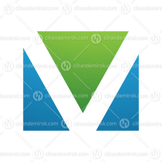 Green and Blue Rectangular Shaped Letter V Icon