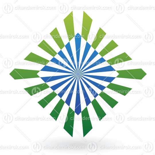 Green and Blue Rectangular Shapes Forming an Abstract Square Logo Icon