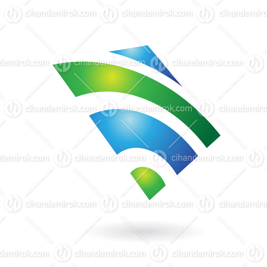 Green and Blue Shiny Wifi Logo Icon
