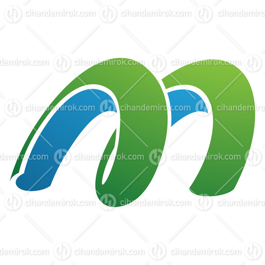 Green and Blue Spring Shaped Letter M Icon
