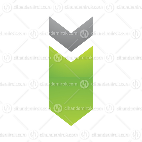 Green and Grey Arrow Shaped Letter I Logo Icon - Bundle No: 052